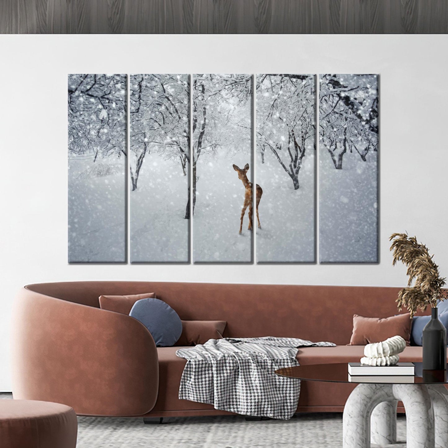 Deer Winter Landscape Canvas Print