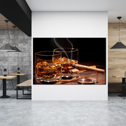 Modern Art Whiskey 3D Canvas Print for Bar Wall Decor and Man Cave