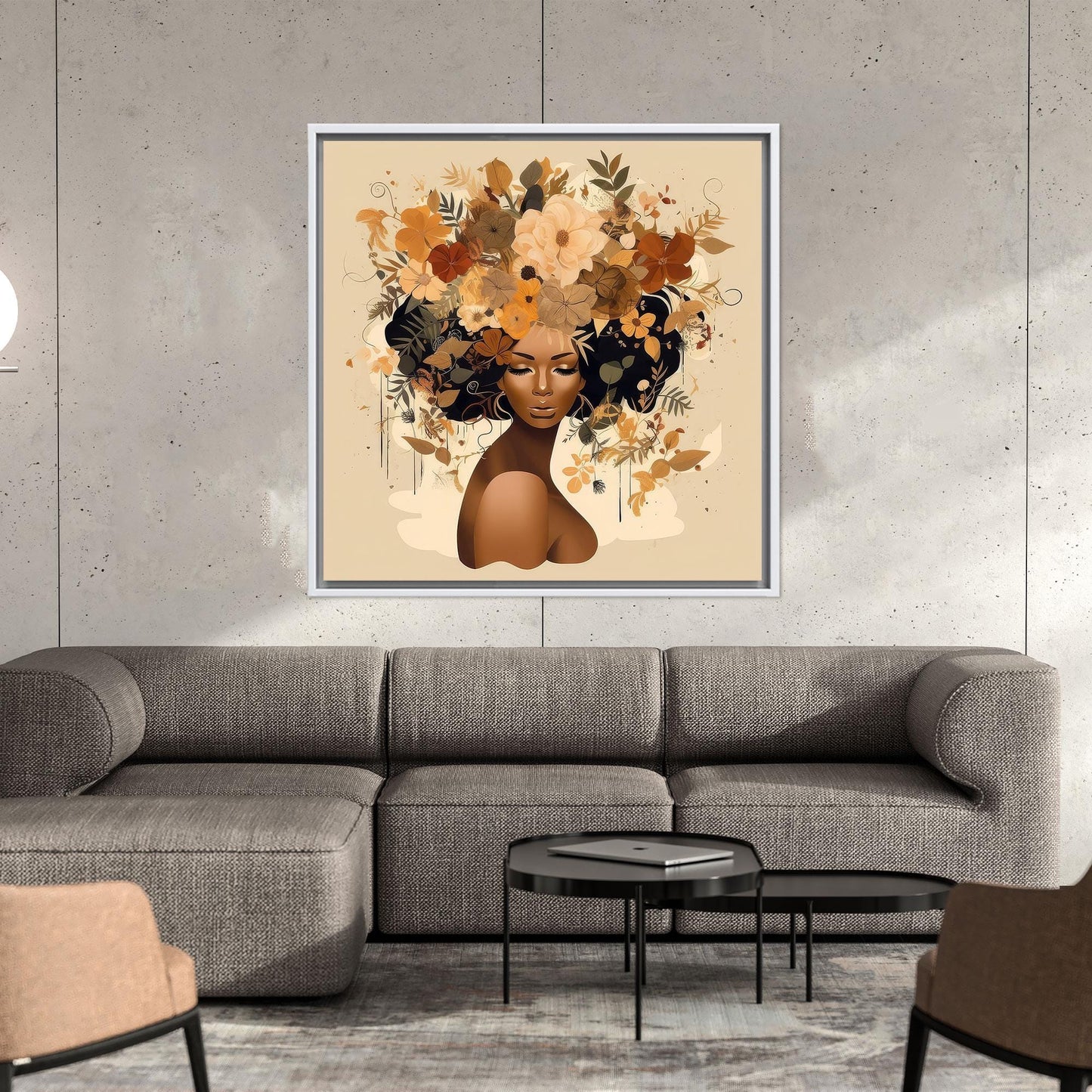 African Woman Flower Head Canvas Print