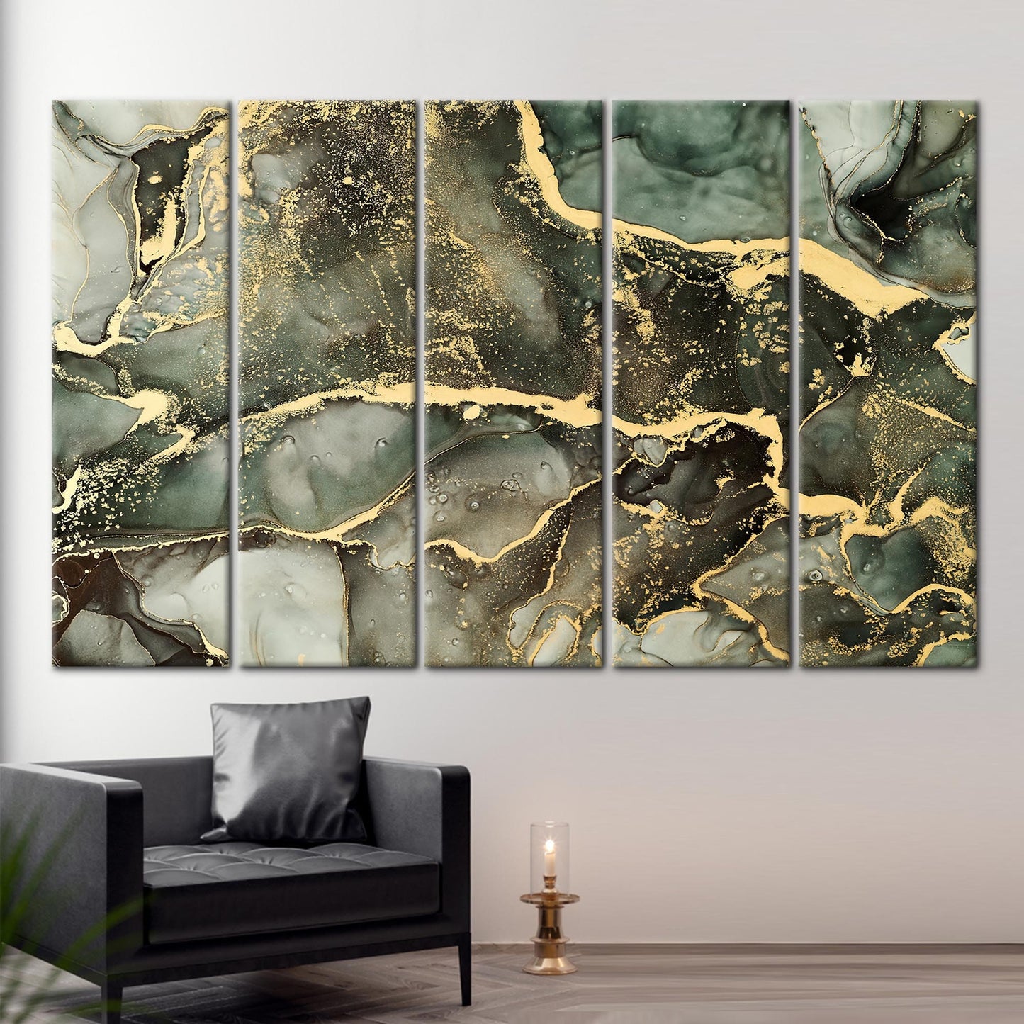 Green and Gold Marble Canvas Print