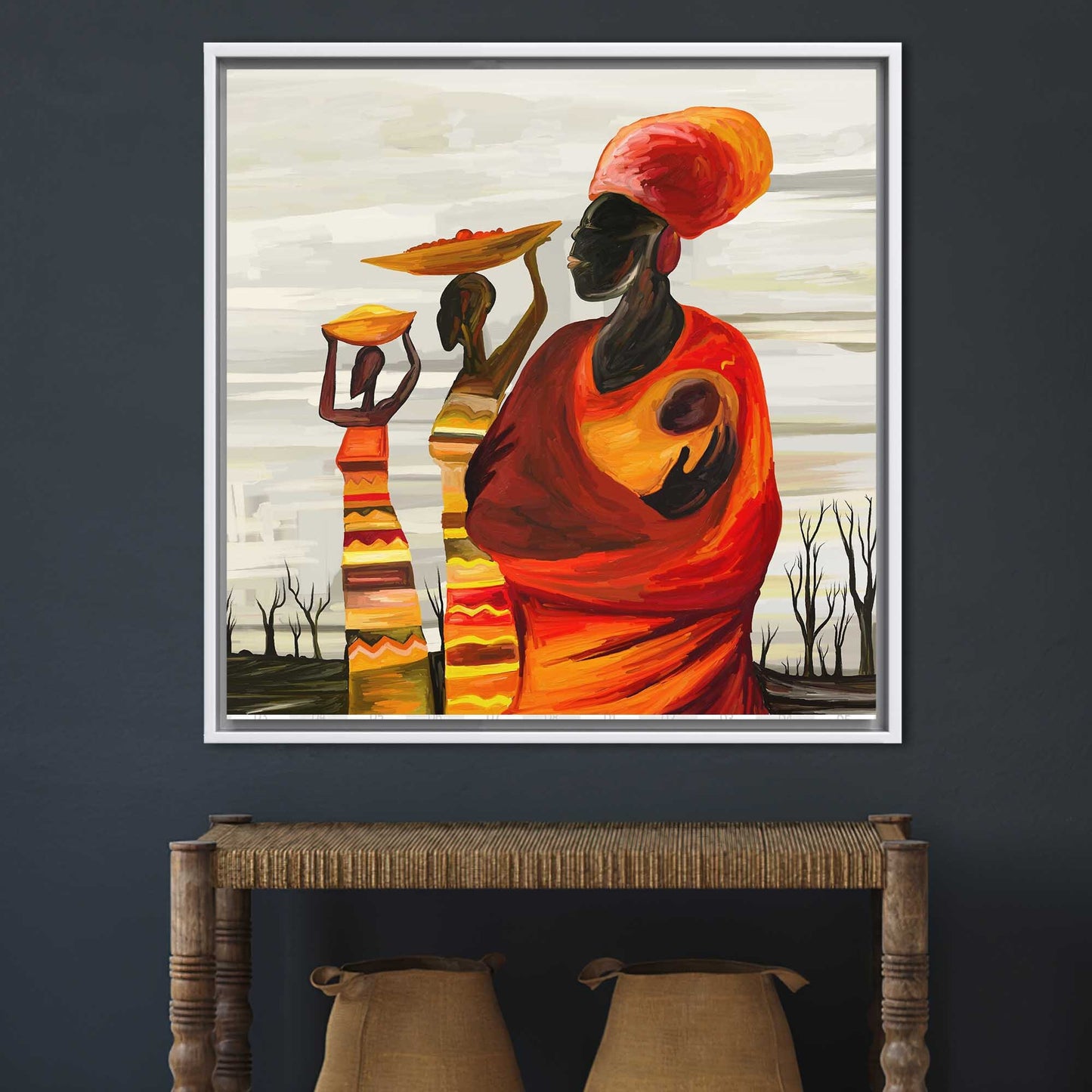 African Woman Baby Abstract Black Canvas Print
