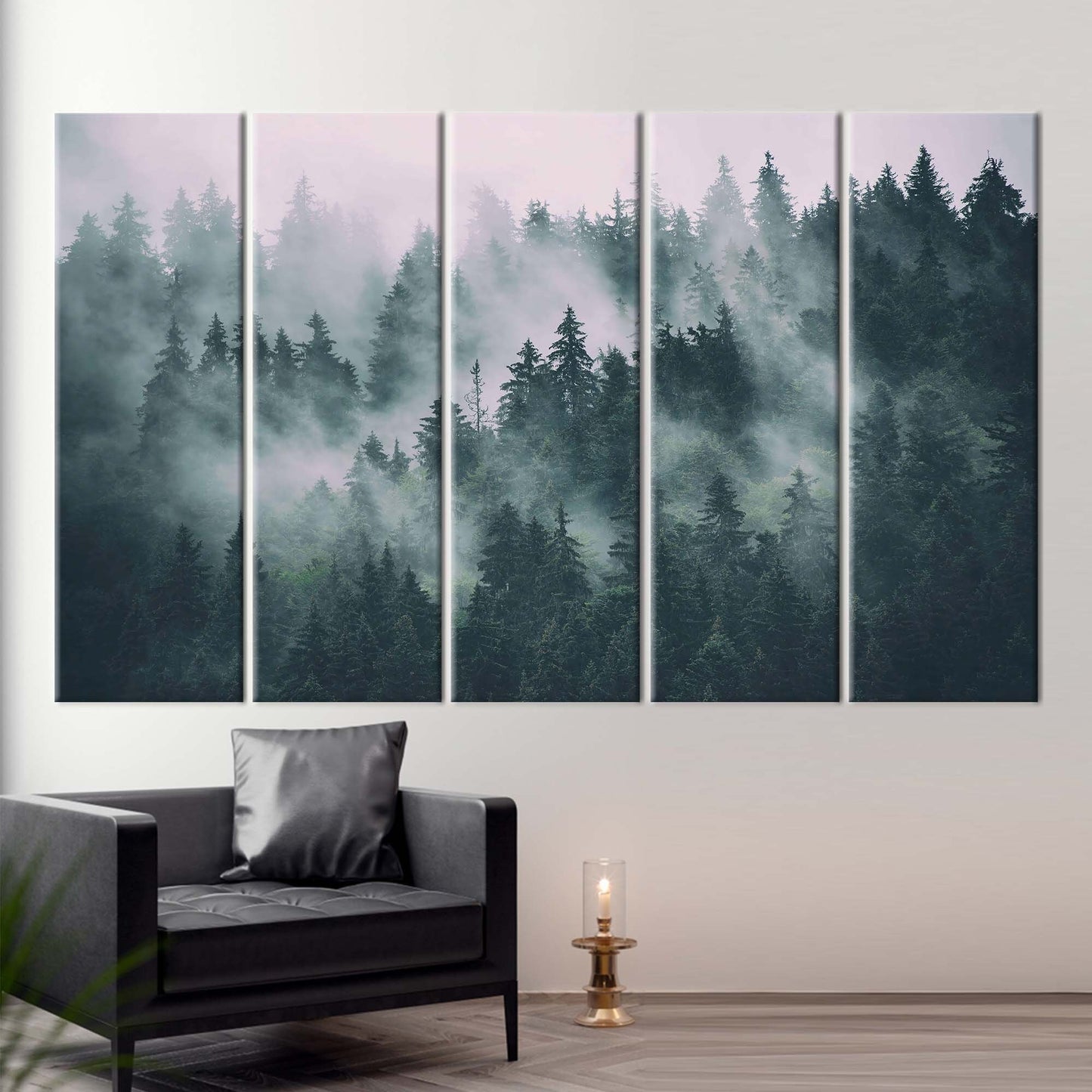 Misty Mountain Forest Landscape Canvas Print