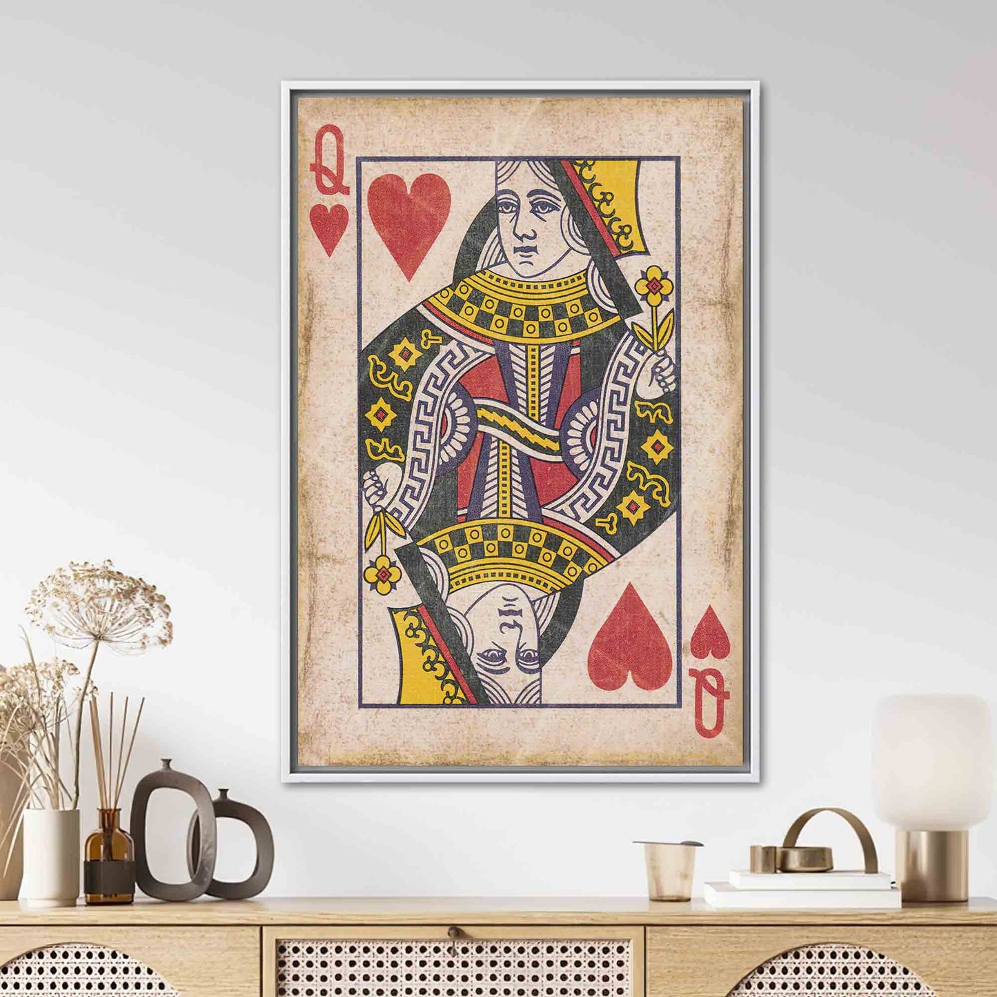 Abstract Queen Hearts Playing Card Canvas Print