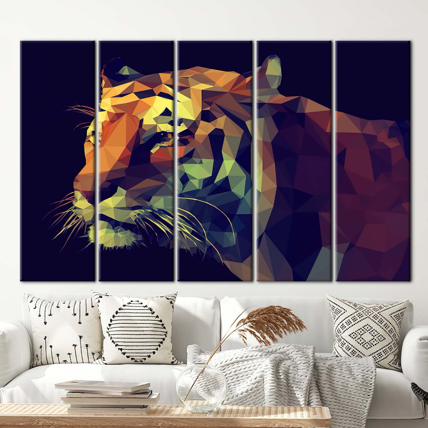 Geometric Abstract Tiger Bold Colors Canvas Print