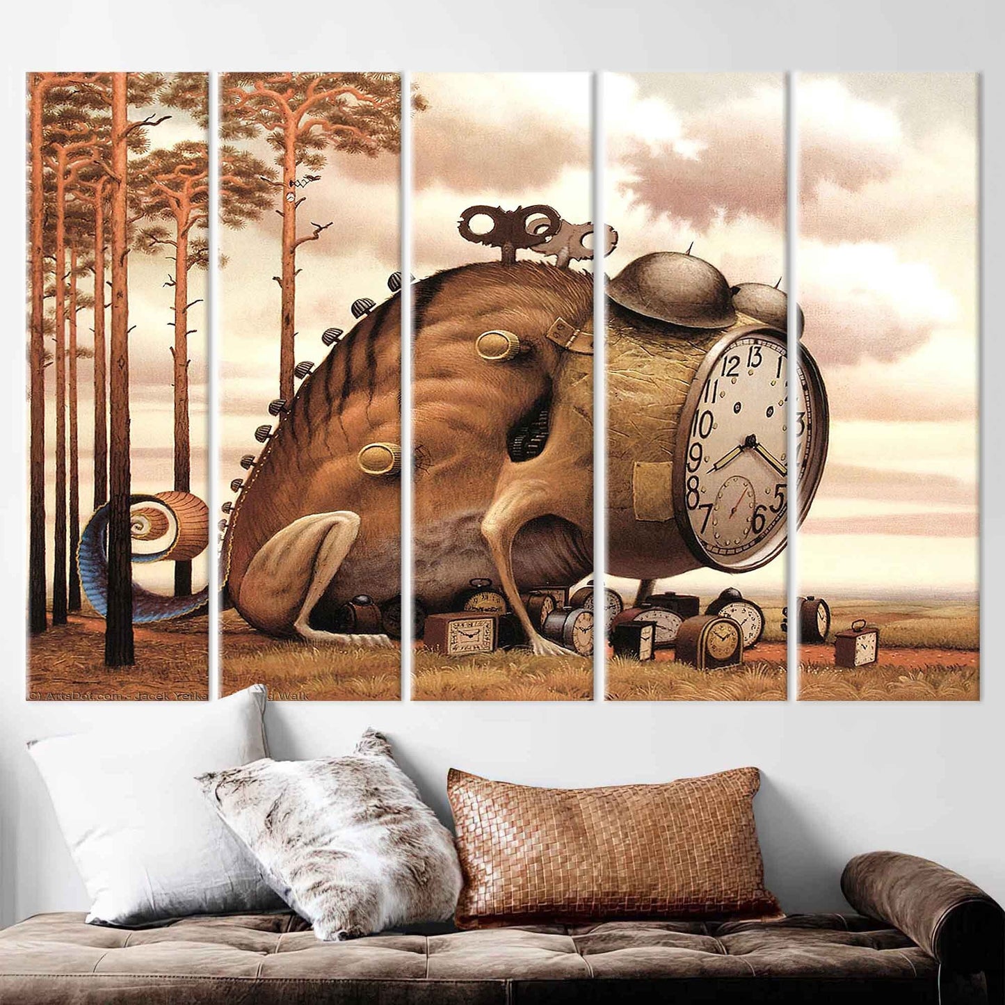 Abstract Clock Canvas Print - Surreal Art for Contemporary Living Room Wall Decor
