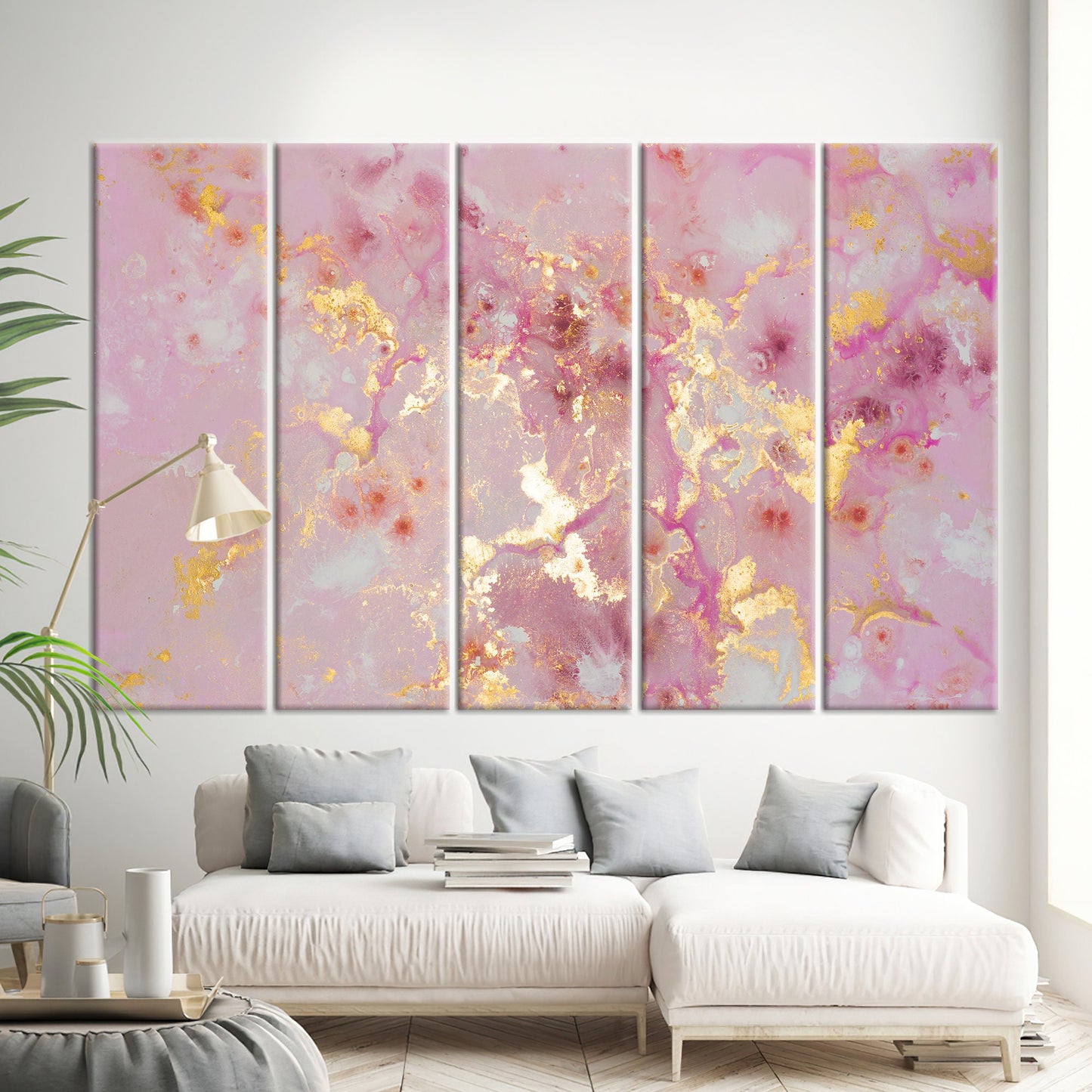 Pink Marble Shimmery Abstract Alcohol Canvas Print