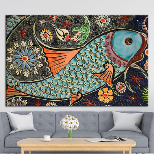 Abstract Fish Canvas Print: Contemporary Colorful Wall Art for Modern Home Decor