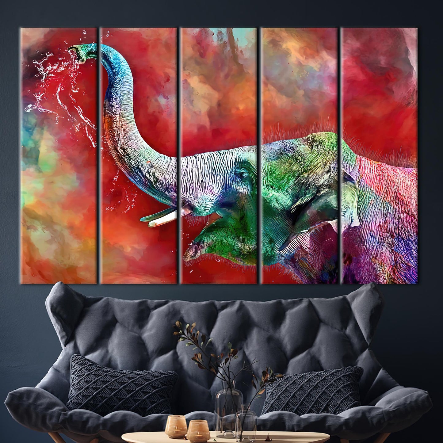 Colorful Elephant Abstract Canvas Print