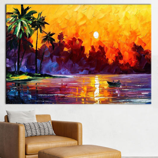 Vibrant Beach Printed Canvas Art - Nature Landscape Poster for Colorful Wall Decor