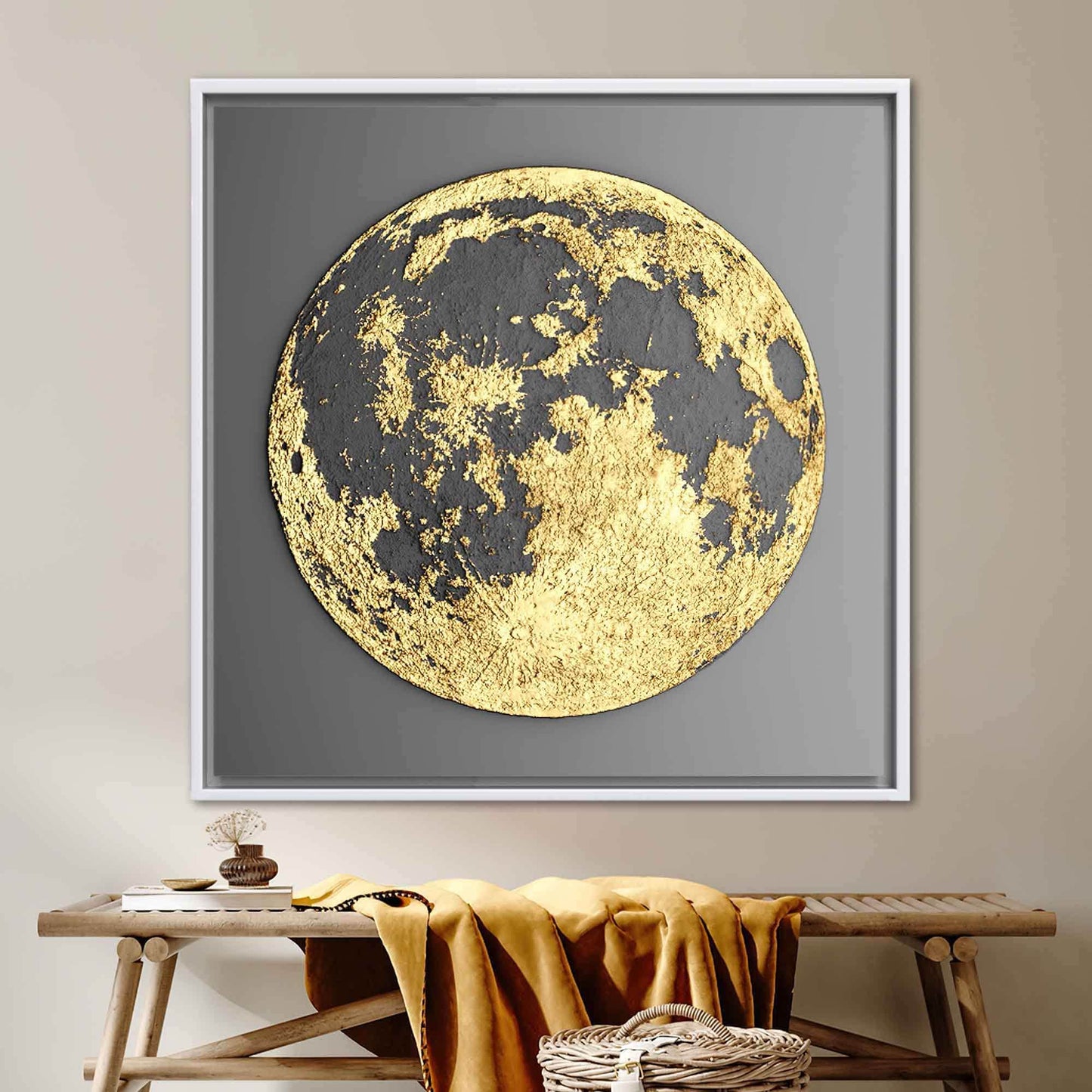 Gold Moon Abstract 3D Canvas Print