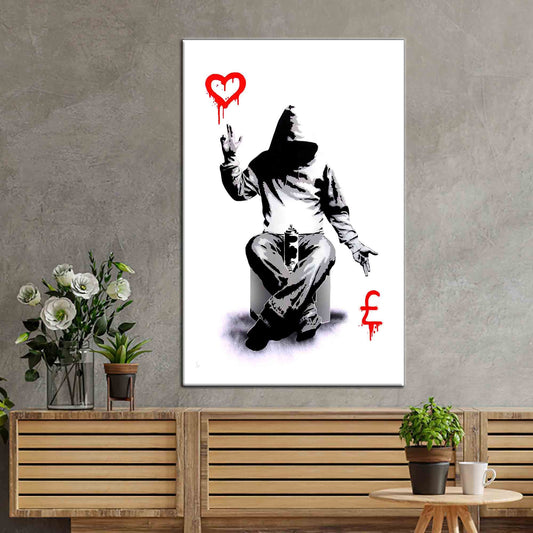 Banksy Love Money Artwork Canvas Print, Graffiti Wall Art, Banksy Boy Printed Canvas