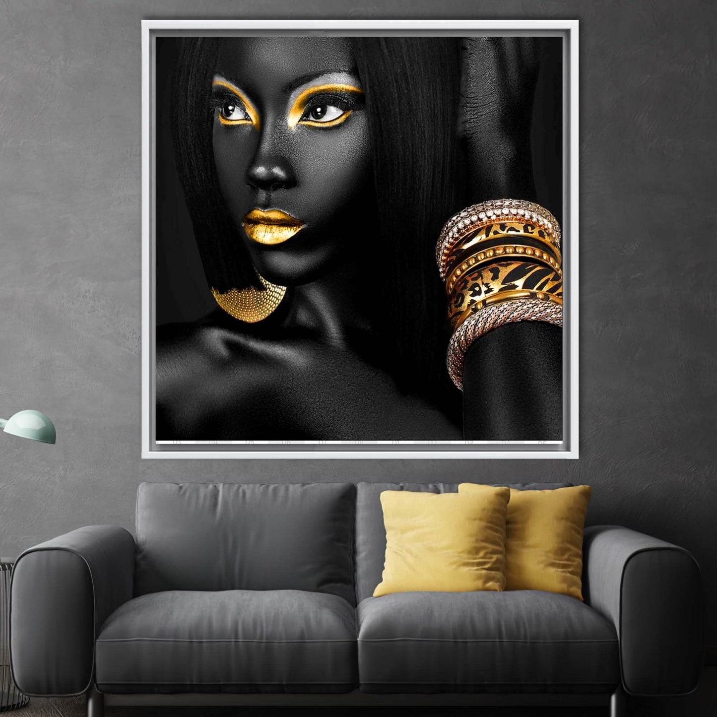 Gold Abstract Black Woman African Canvas Print