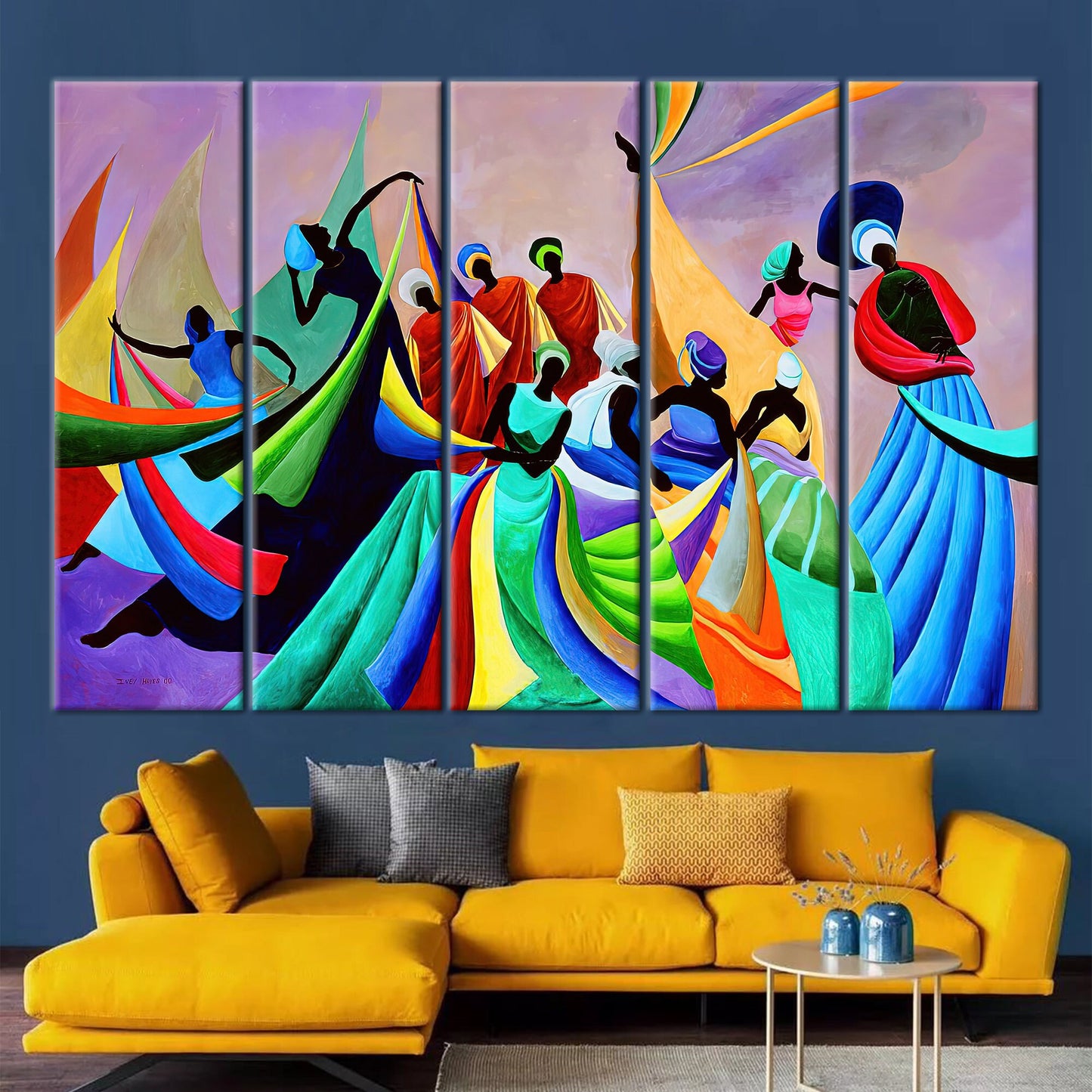 Black Woman African Colorful Abstract Canvas Print