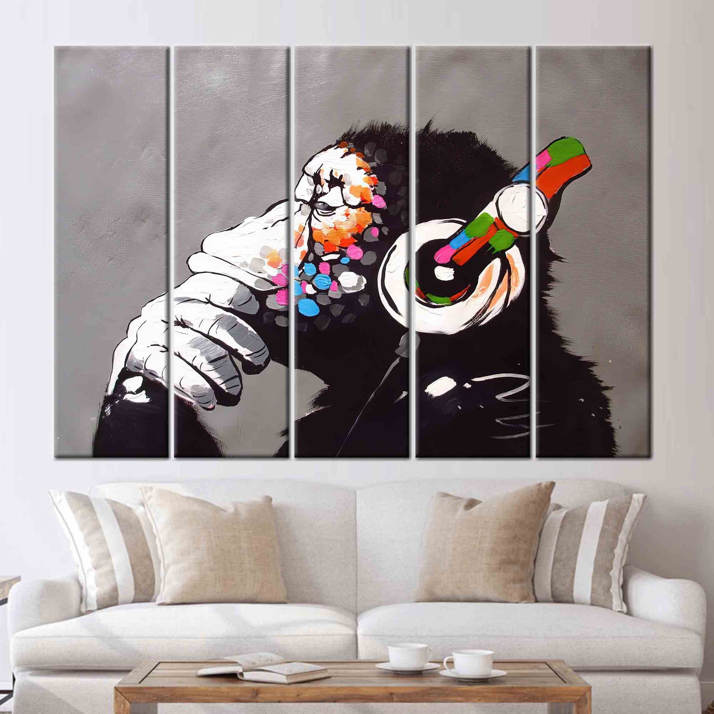 Vibrant Graffiti Monkey Street Canvas Print