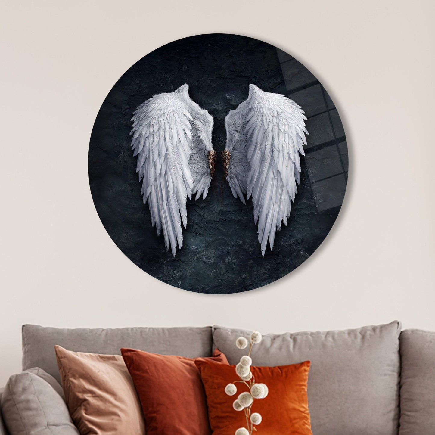 Abstract Wing Design Glass Wall Art