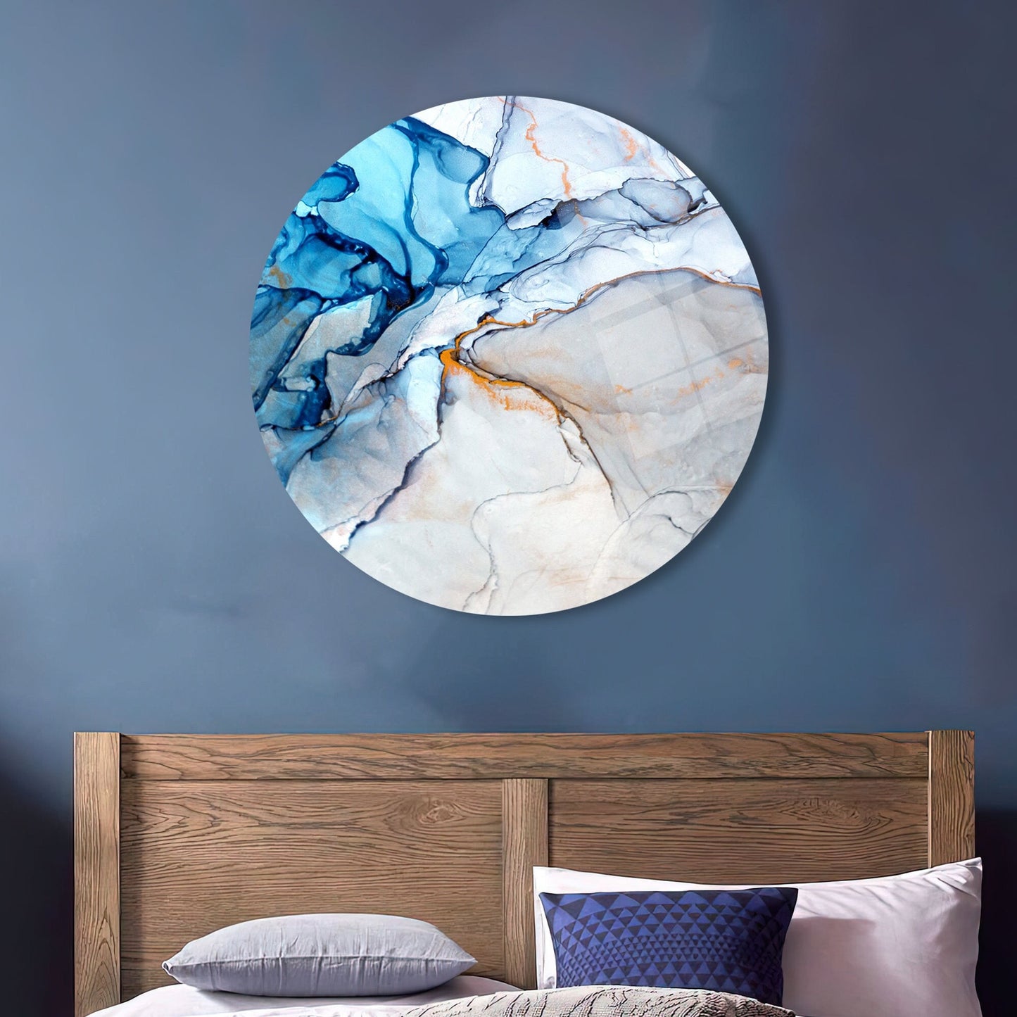 Blue Alcohol Ink Glass Wall Art
