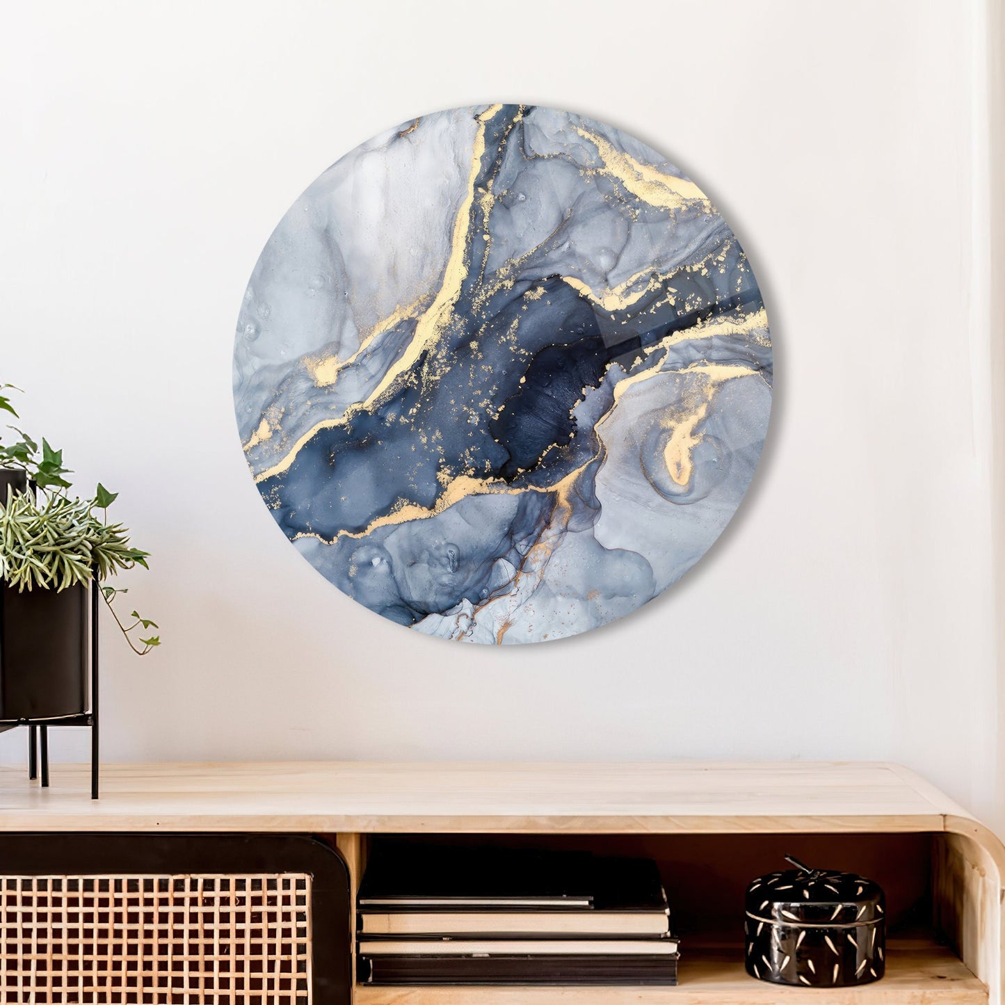Cream Marble Accent Glass Wall Art