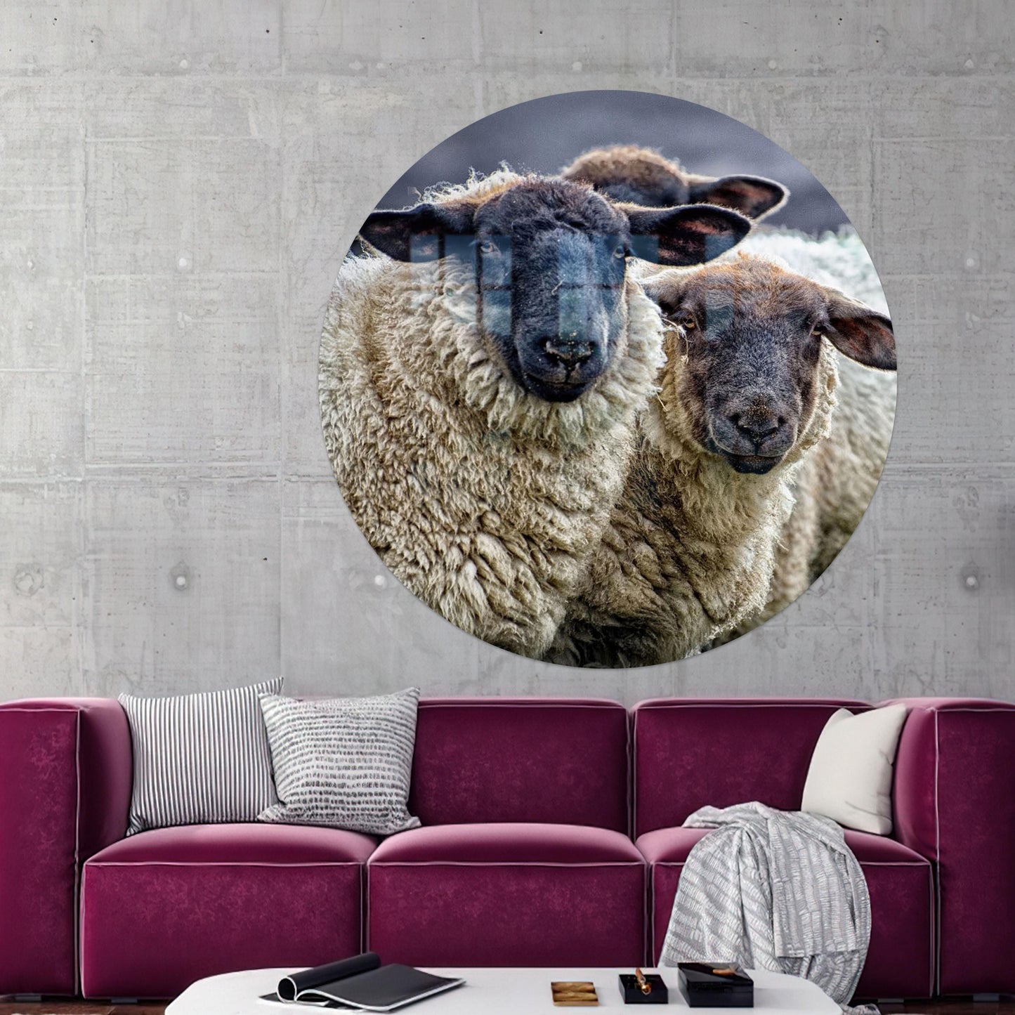 Sheep Living Glass Wall Art