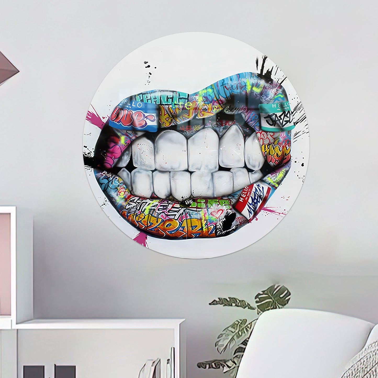 Teeth Abstract Prints Graffiti Glass Wall Art