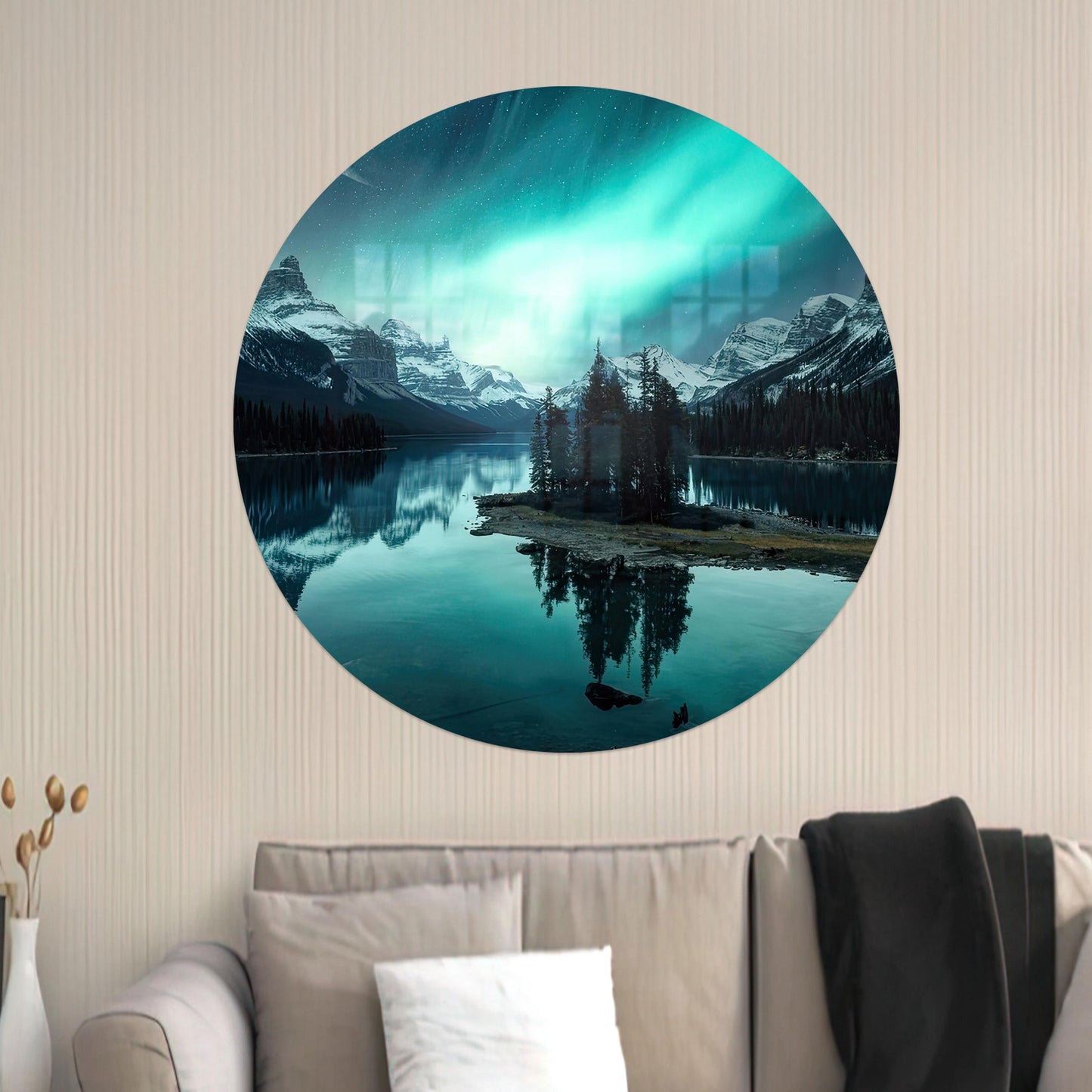 Mountain Landscape Boho Night Glass Wall Art