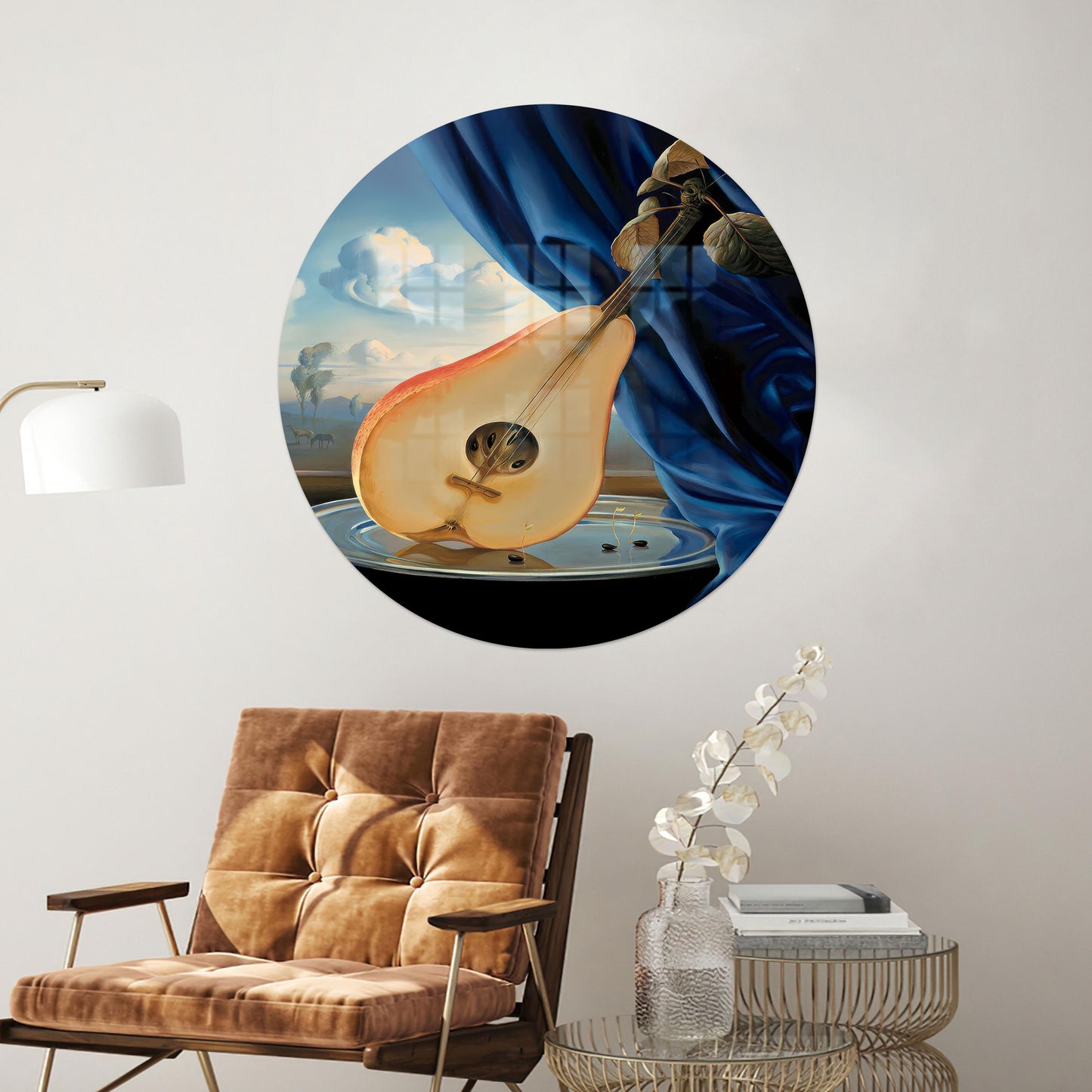 Pear Guitar Abstract Glass Wall Art