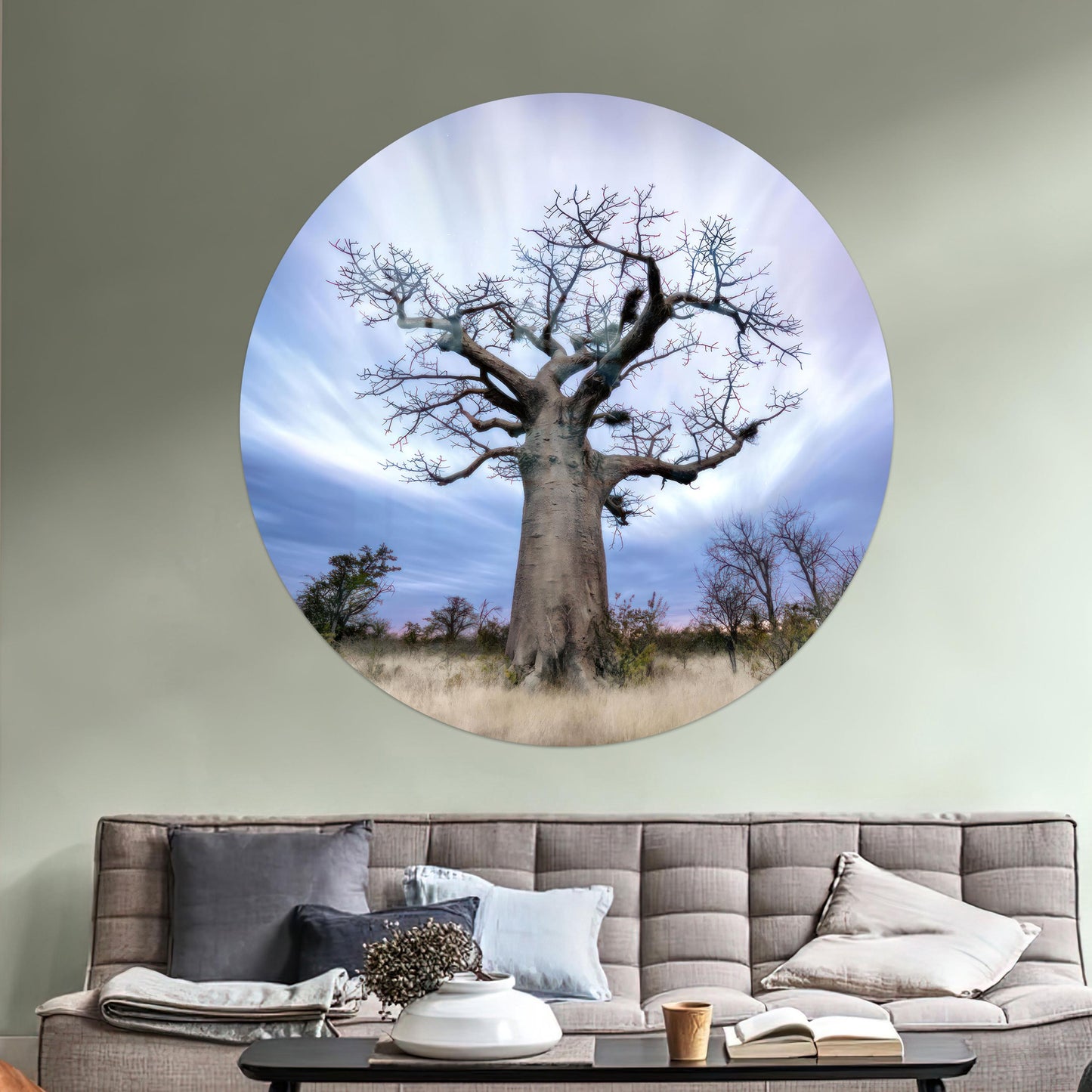 Coastal Baobab Tree Glass Wall Art