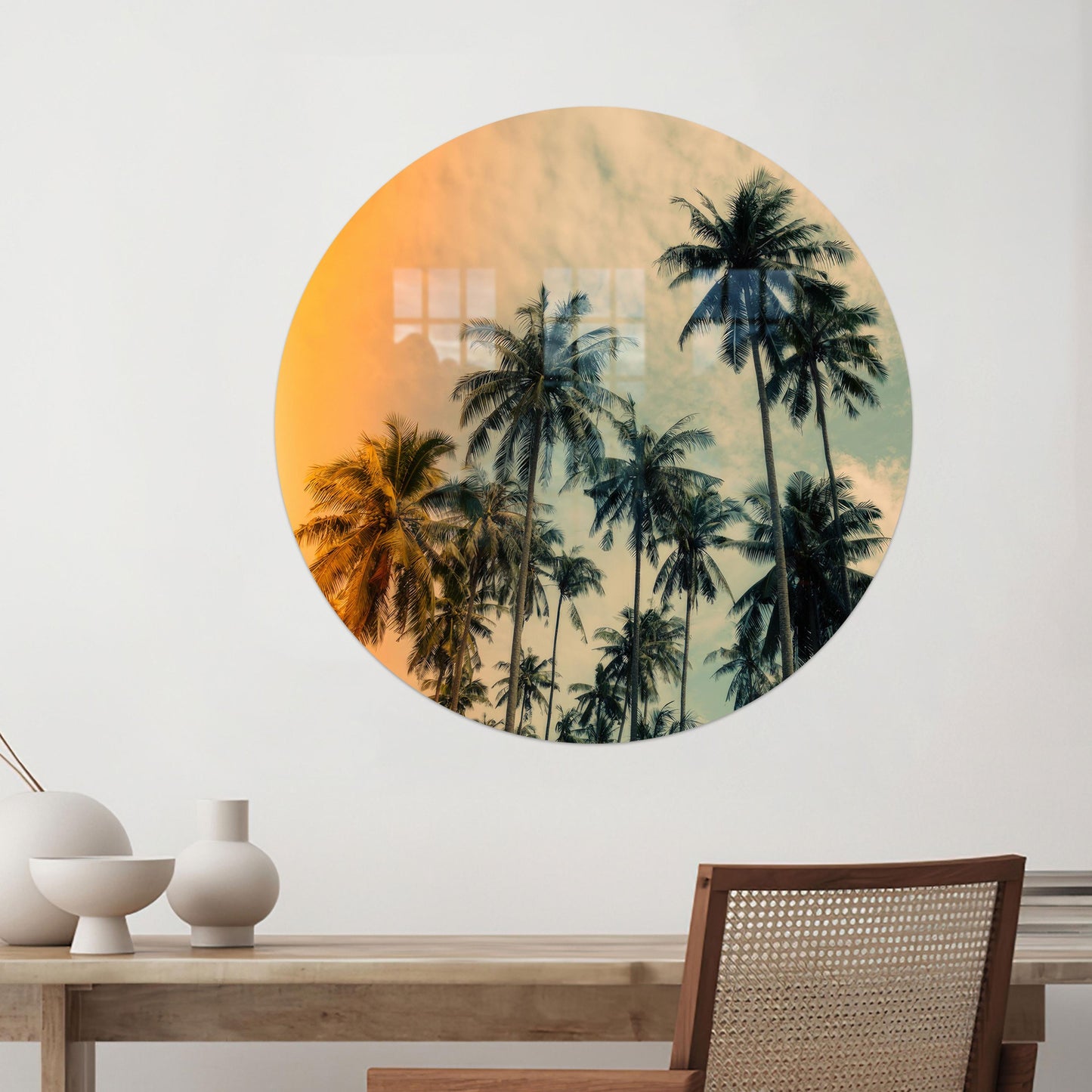 Coastal Palm Trees Bridesmaid Glass Wall Art