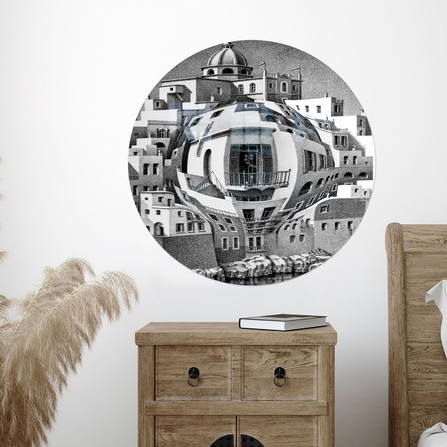 Complex Geometric Structure Glass Wall Art