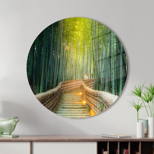 Green Landscape Glass Wall Art - Tempered Glass Kyoto Nature Wall Decoration