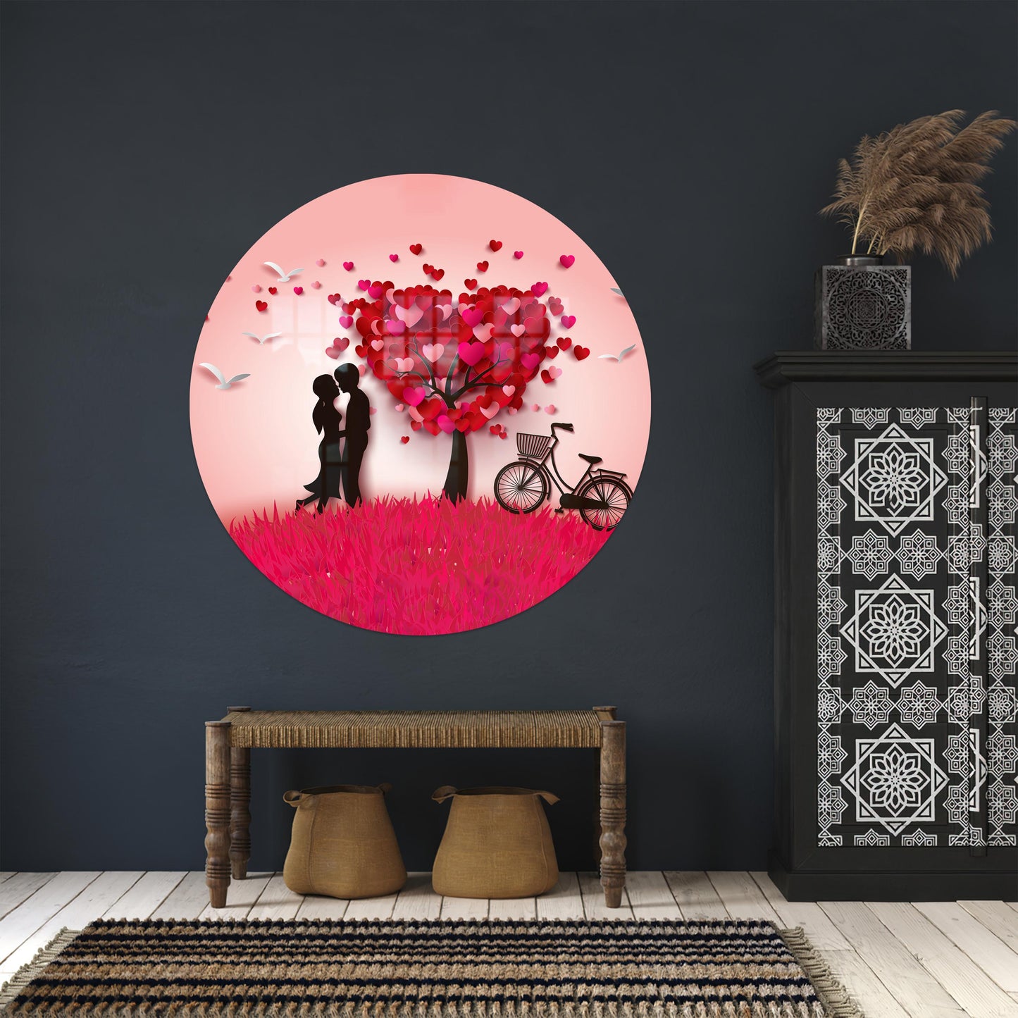 Couple Heart Valentine's Day Glass Wall Art