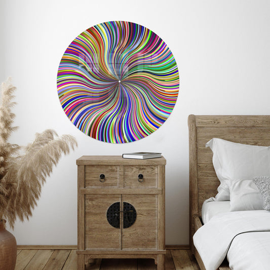 Modern Illusion Glass Wall Art, Minimalist Game Room Decor, Large Colorful Art Piece