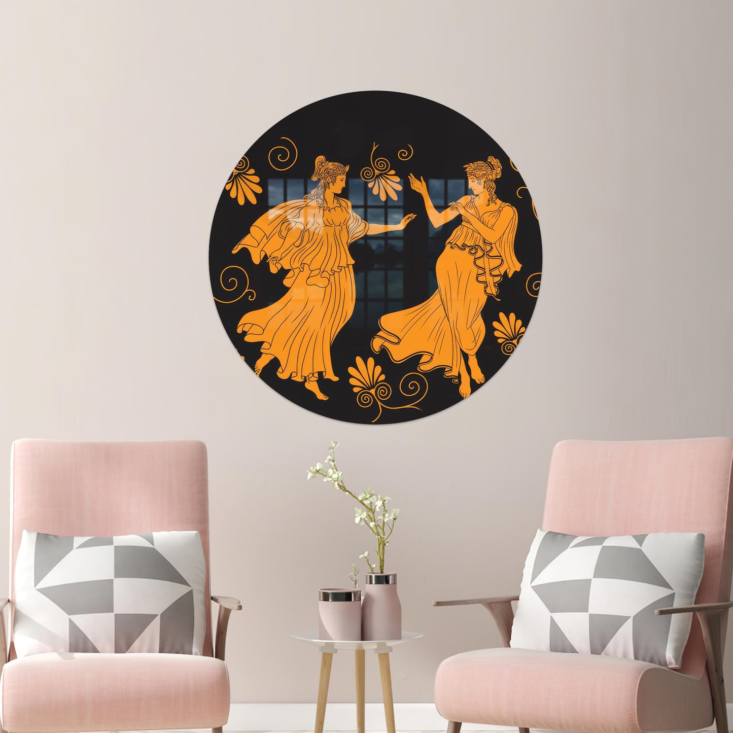 Greek Girls Tunics Ancient Glass Wall Art