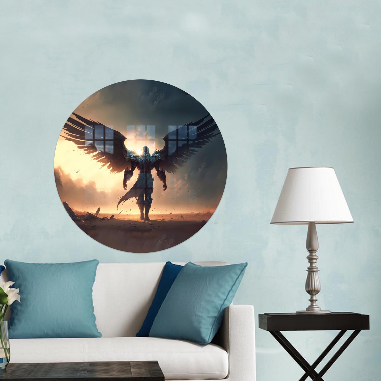 Warrior Angel Archangel Baby Glass Wall Art