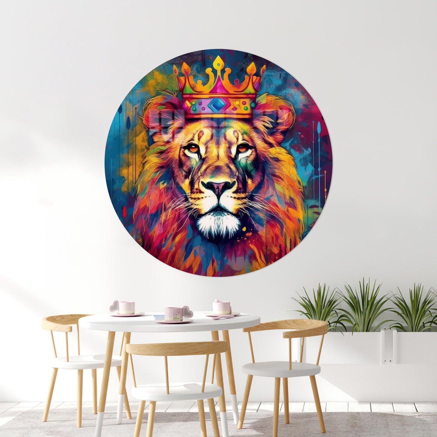 Lion Bohemian Minimalist Wedding Glass Wall Art