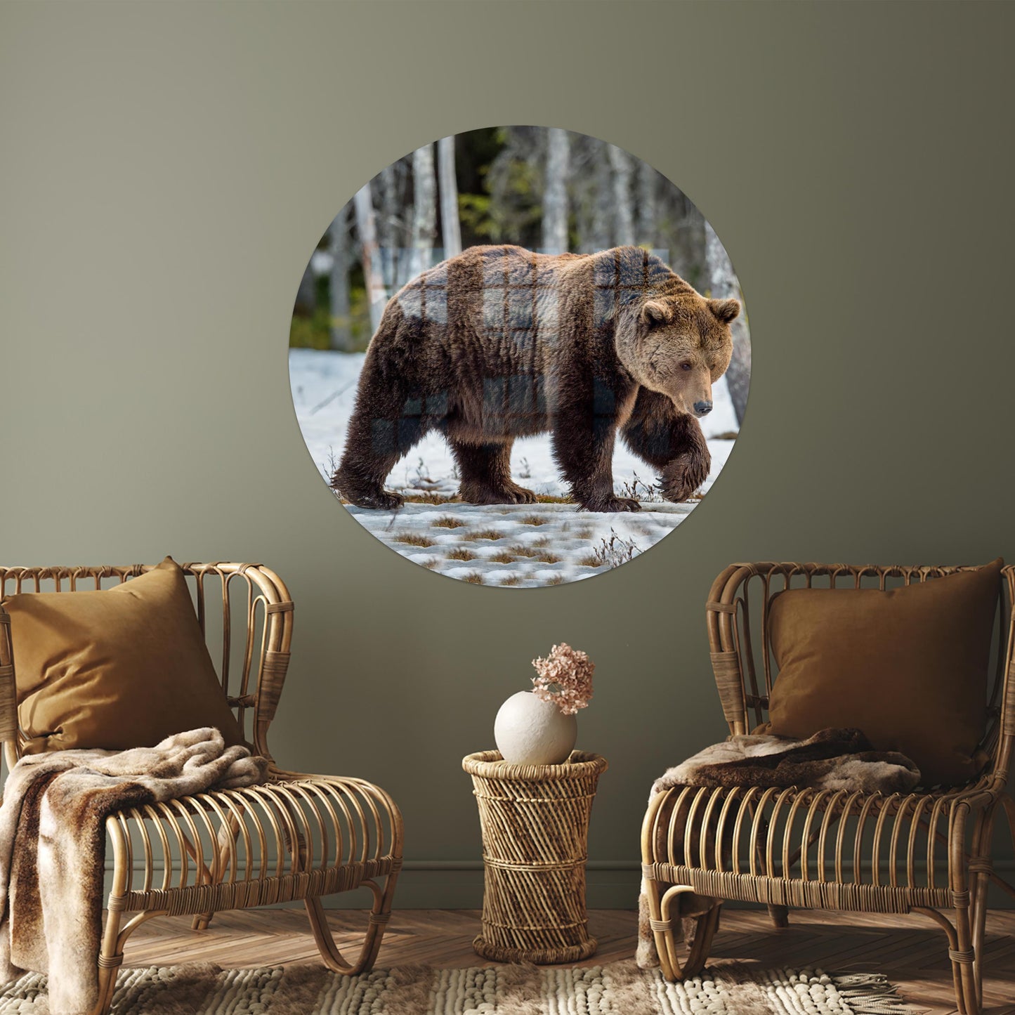 Brown Bear Minimalist Glass Wall Art