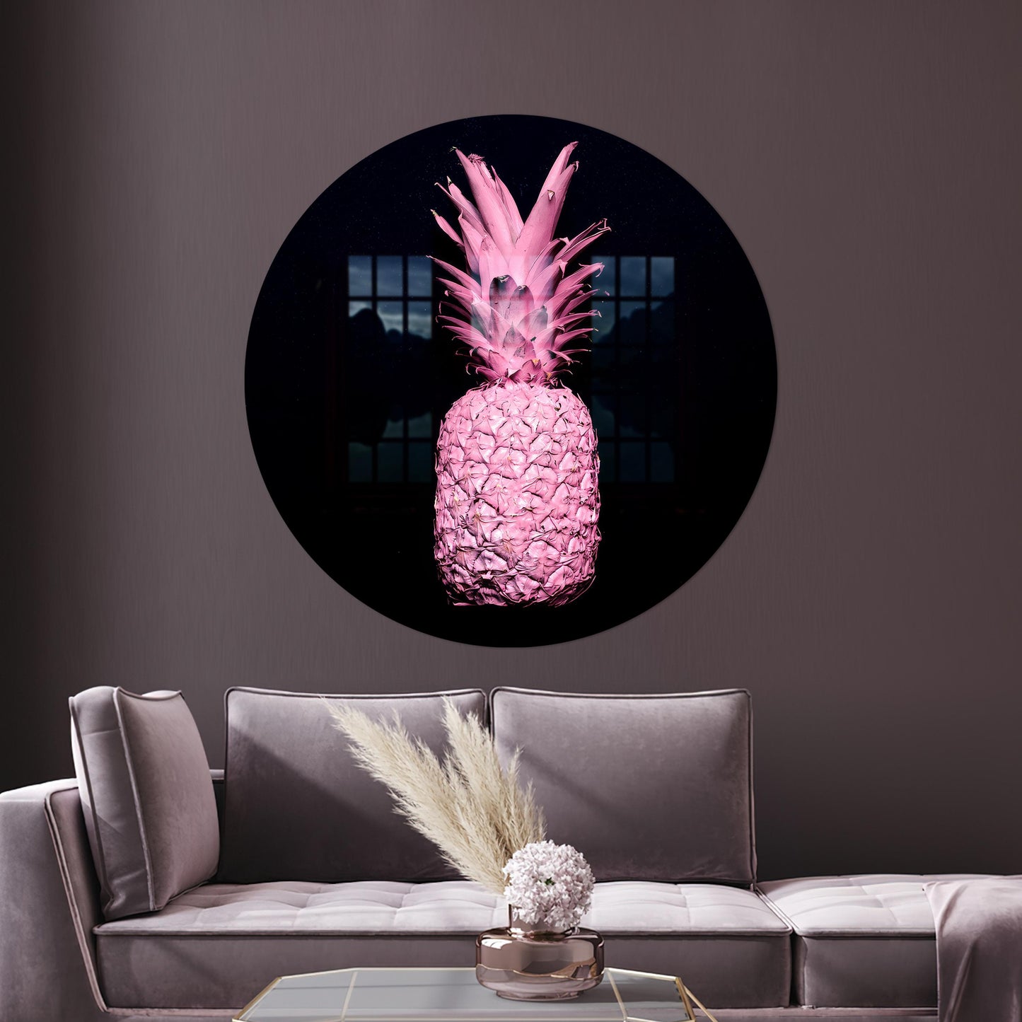 Pink Pineapple Glass Wall Art