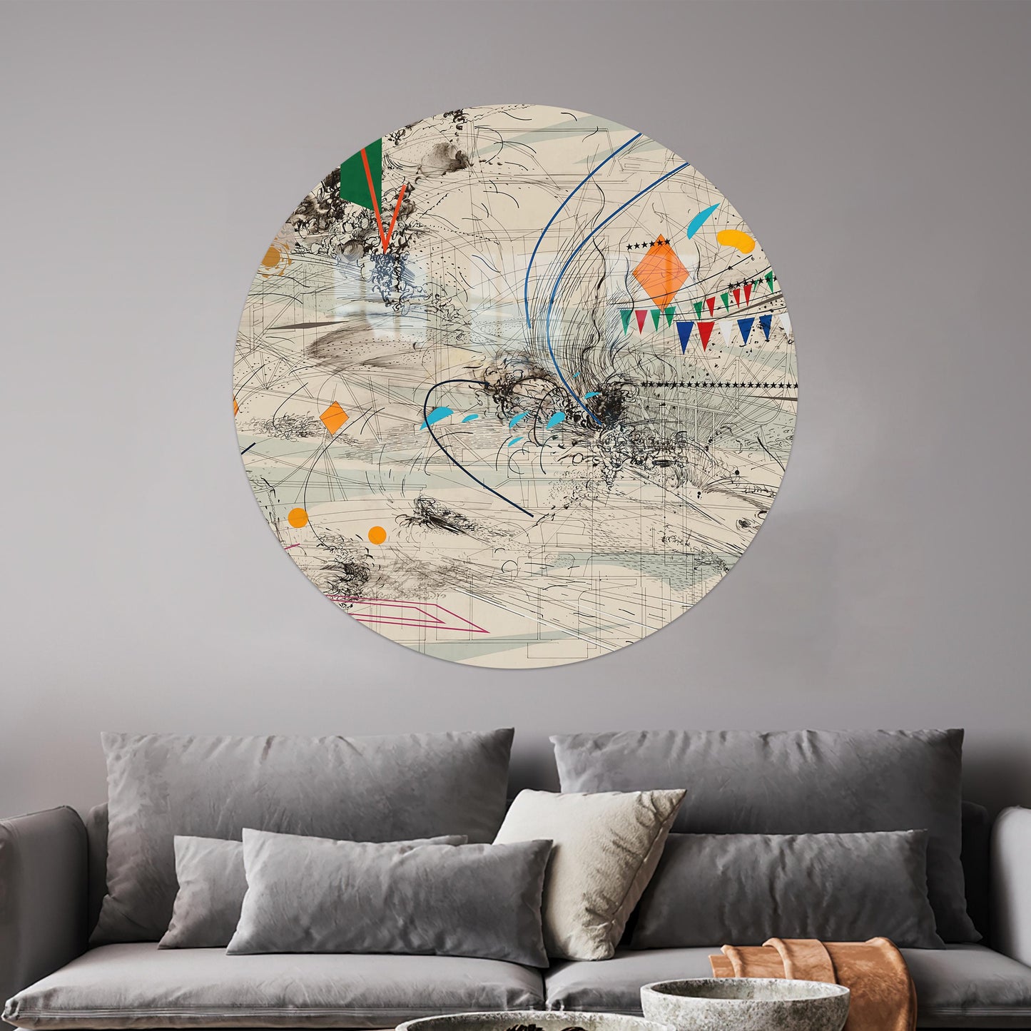 Julie Mehretu Abstract Glass Wall Art