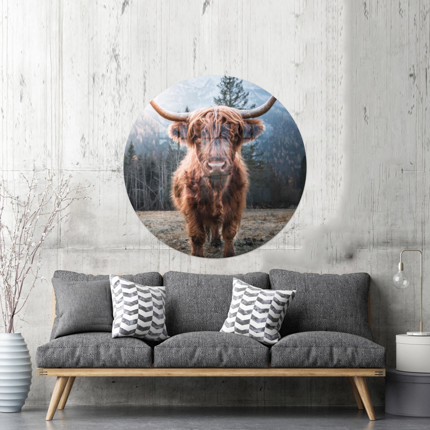Highland Cow Printing Glass Wall Art