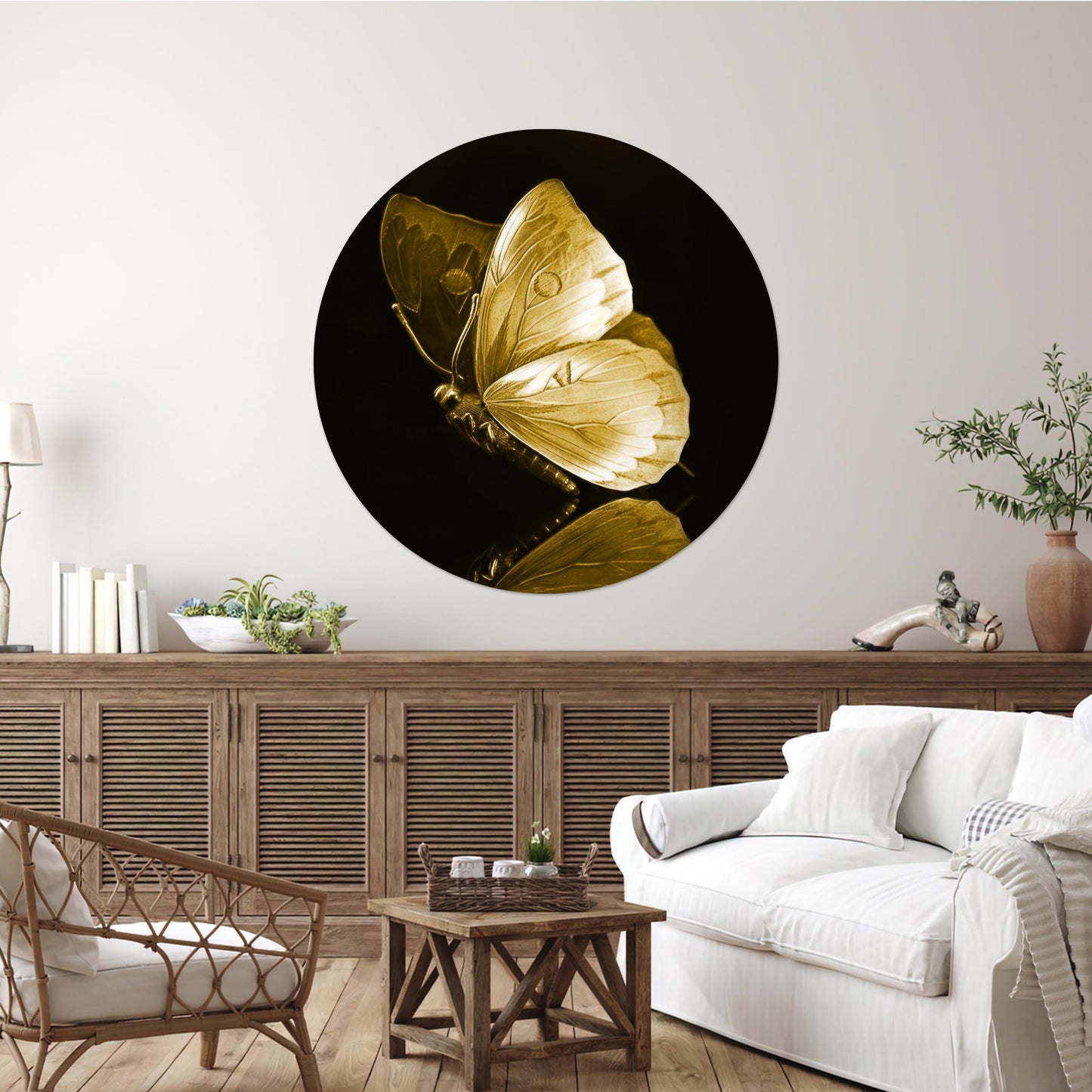 Metallic Butterfly Reflective Glass Wall Art