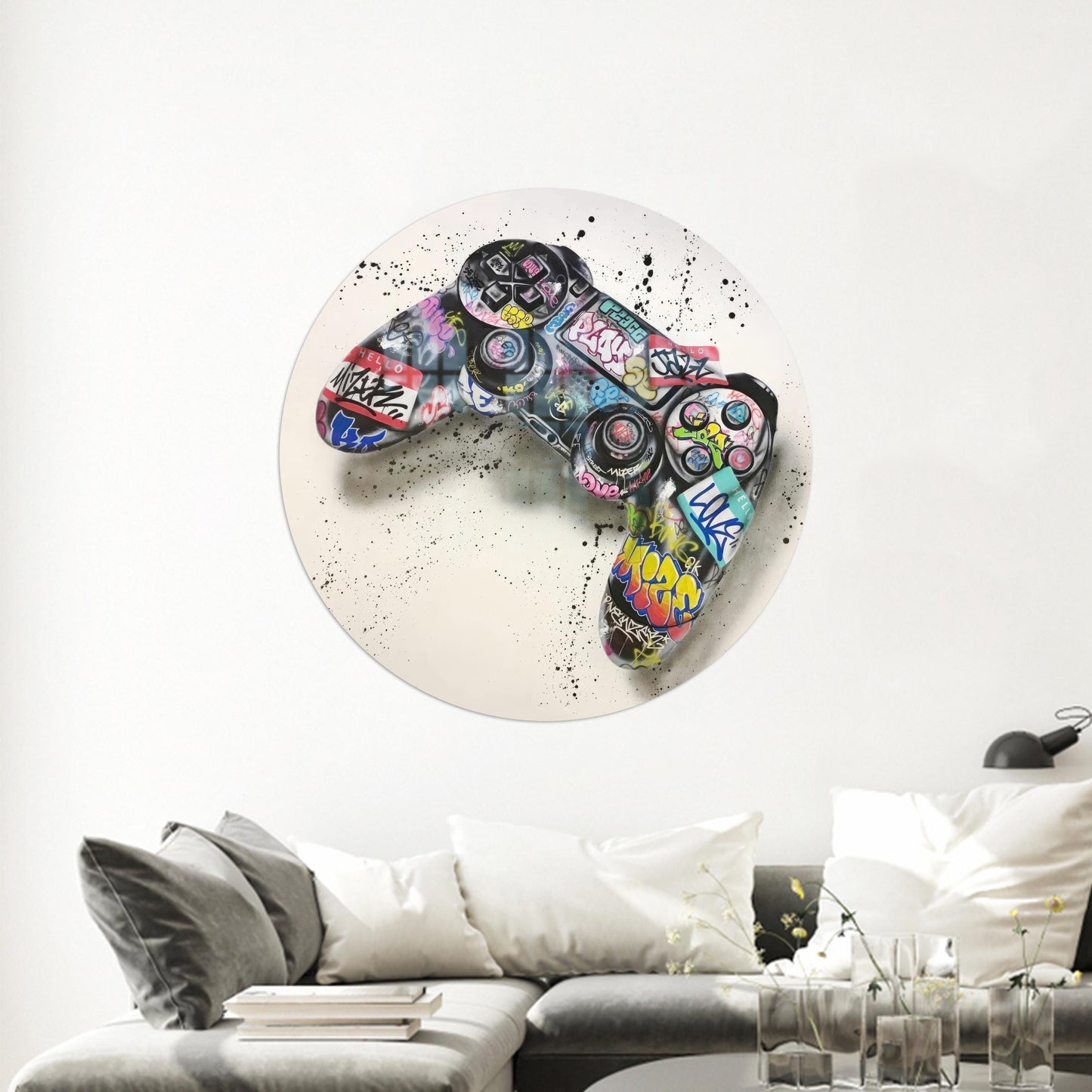Abstract Graffiti Game Console Glass Print for Game Room Wall Art