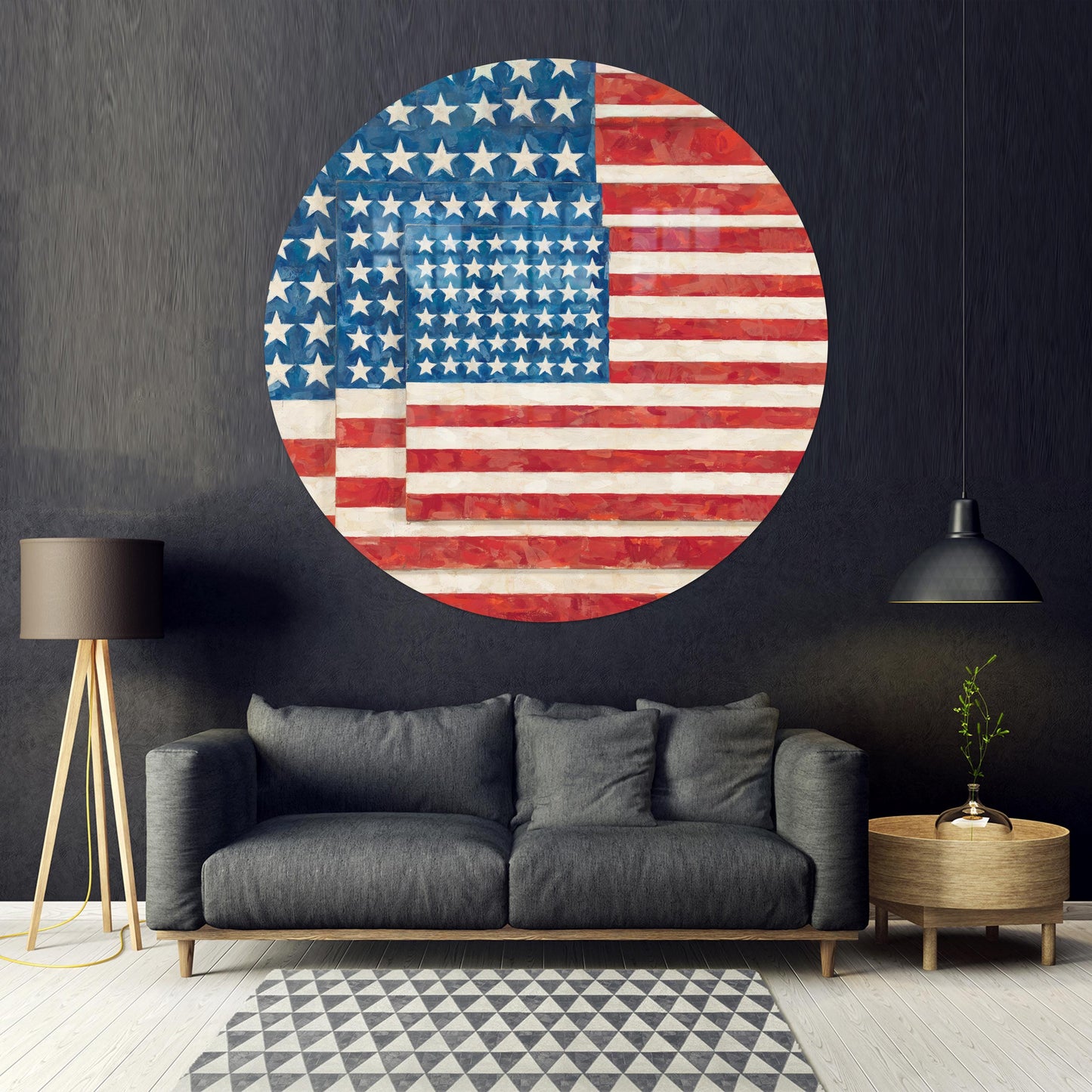 American Flag Patriotic USA Glass Wall Art