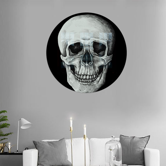Modern Skull Tempered Glass Wall Art - Bohemian Decor for Kitchen, Loft, and Horror Themes