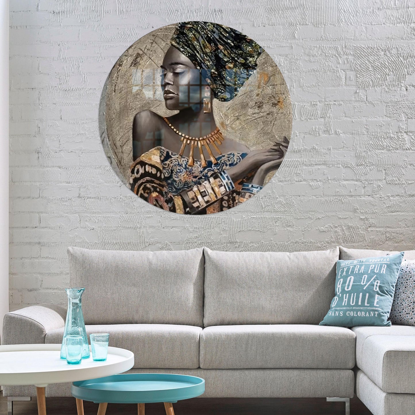 African Woman Fashion Mom Glass Wall Art