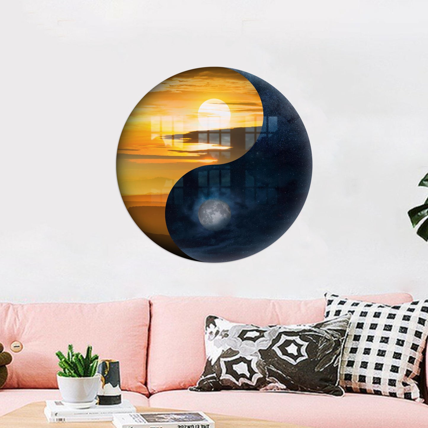 Yin & Yang Light Glass Wall Art