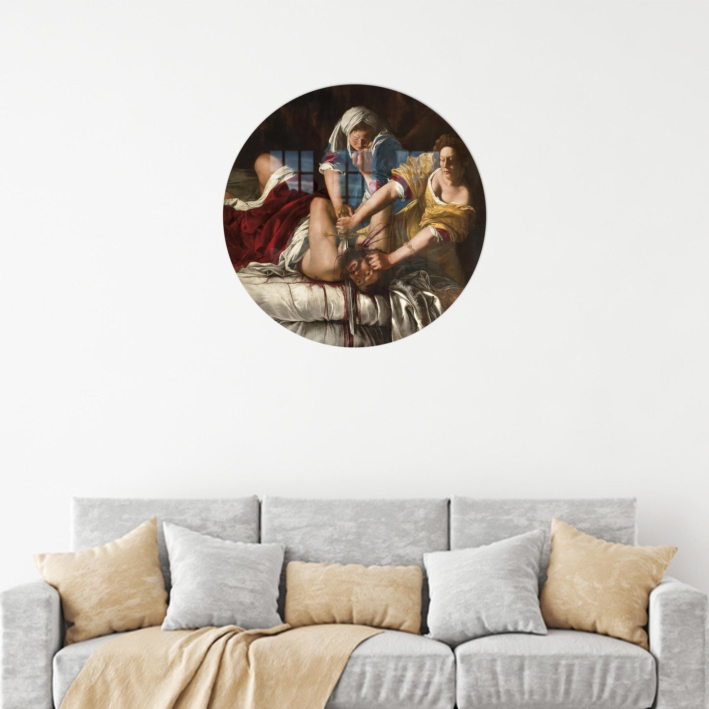 Gentileschi Judith Slaying Holofernes Glass Wall Art