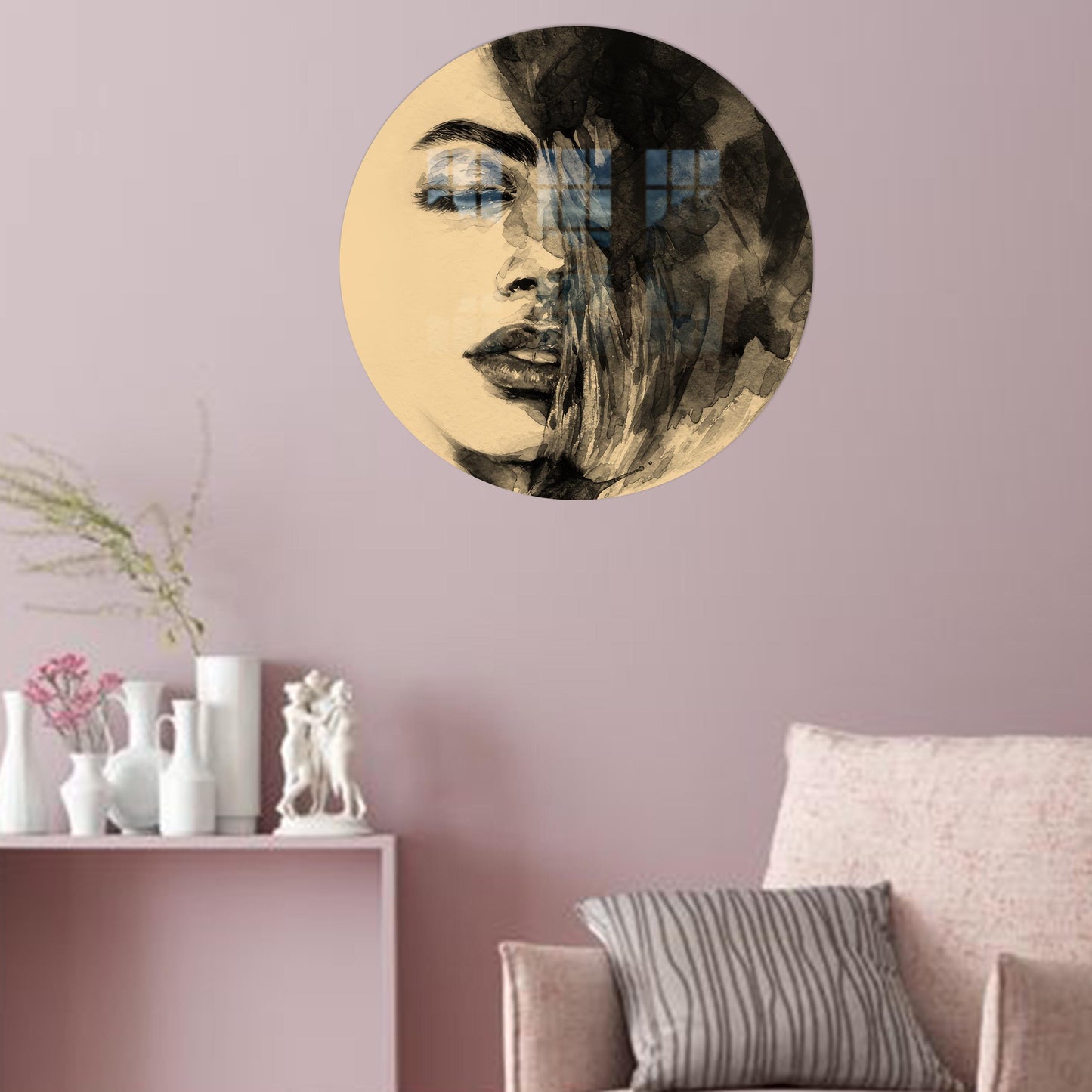Abstract Woman Glass Wall Art