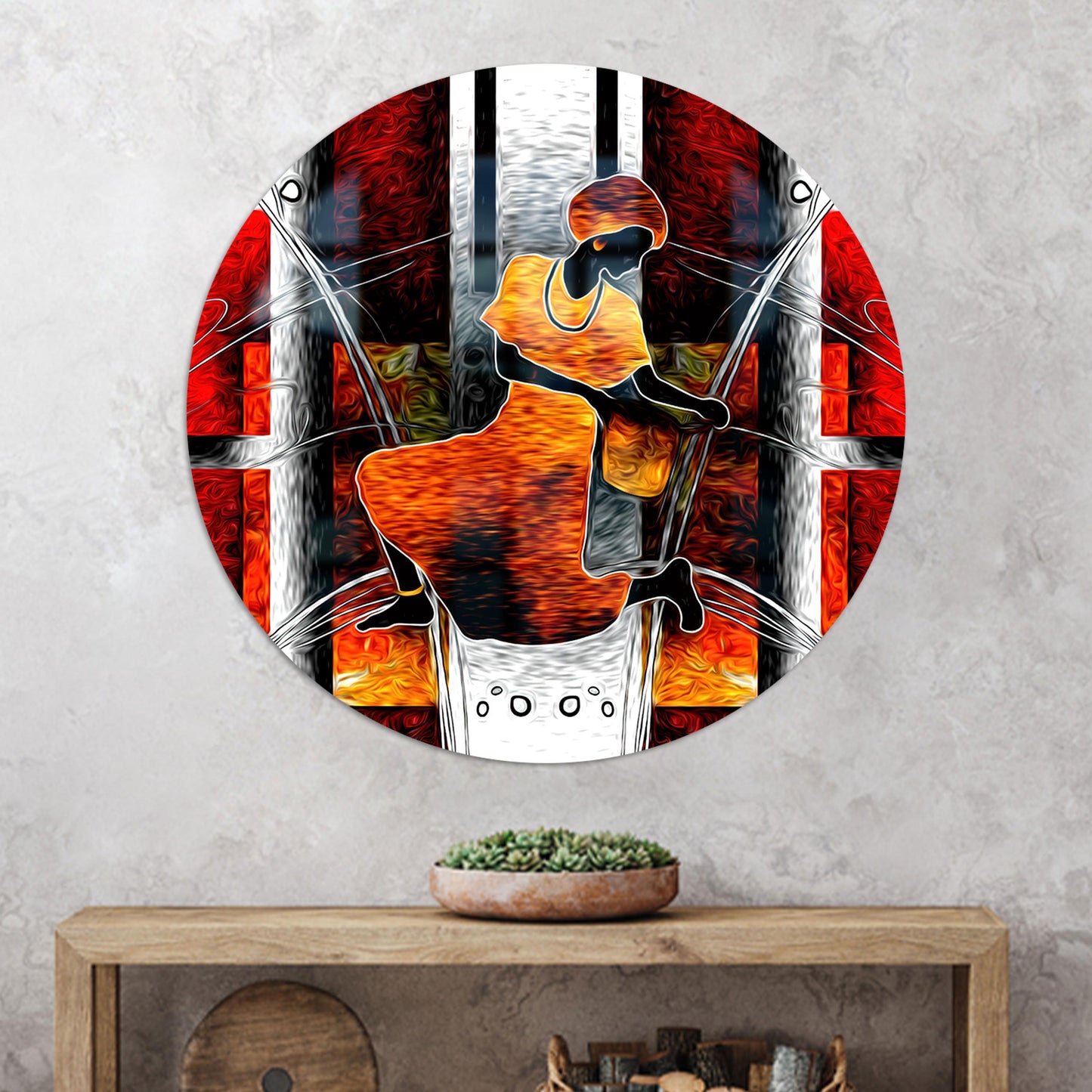 African Woman Painting Abstract Glass Wall Art