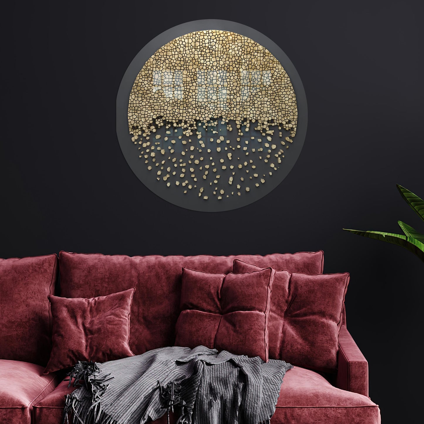 Gold Sleek Abstract Design Glass Wall Art