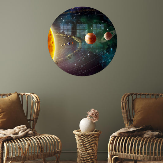 Solar System Glass Decor: 3D Planets View for Room Wall Art