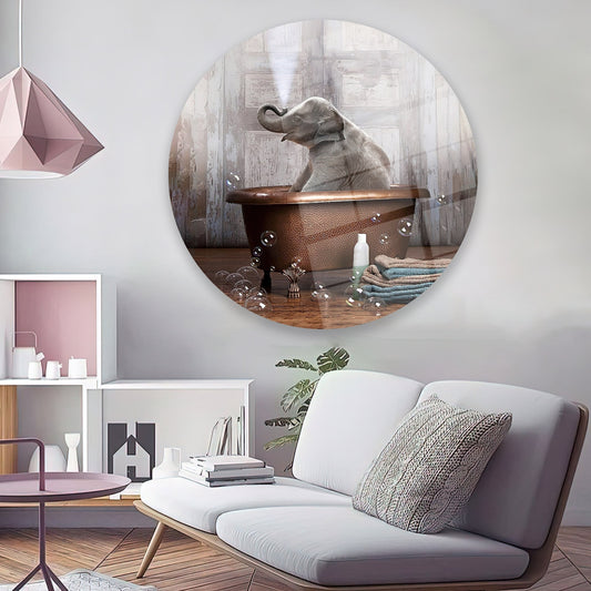 Elephant Bathroom Glass Wall Art - Tempered Glass Wall Decor